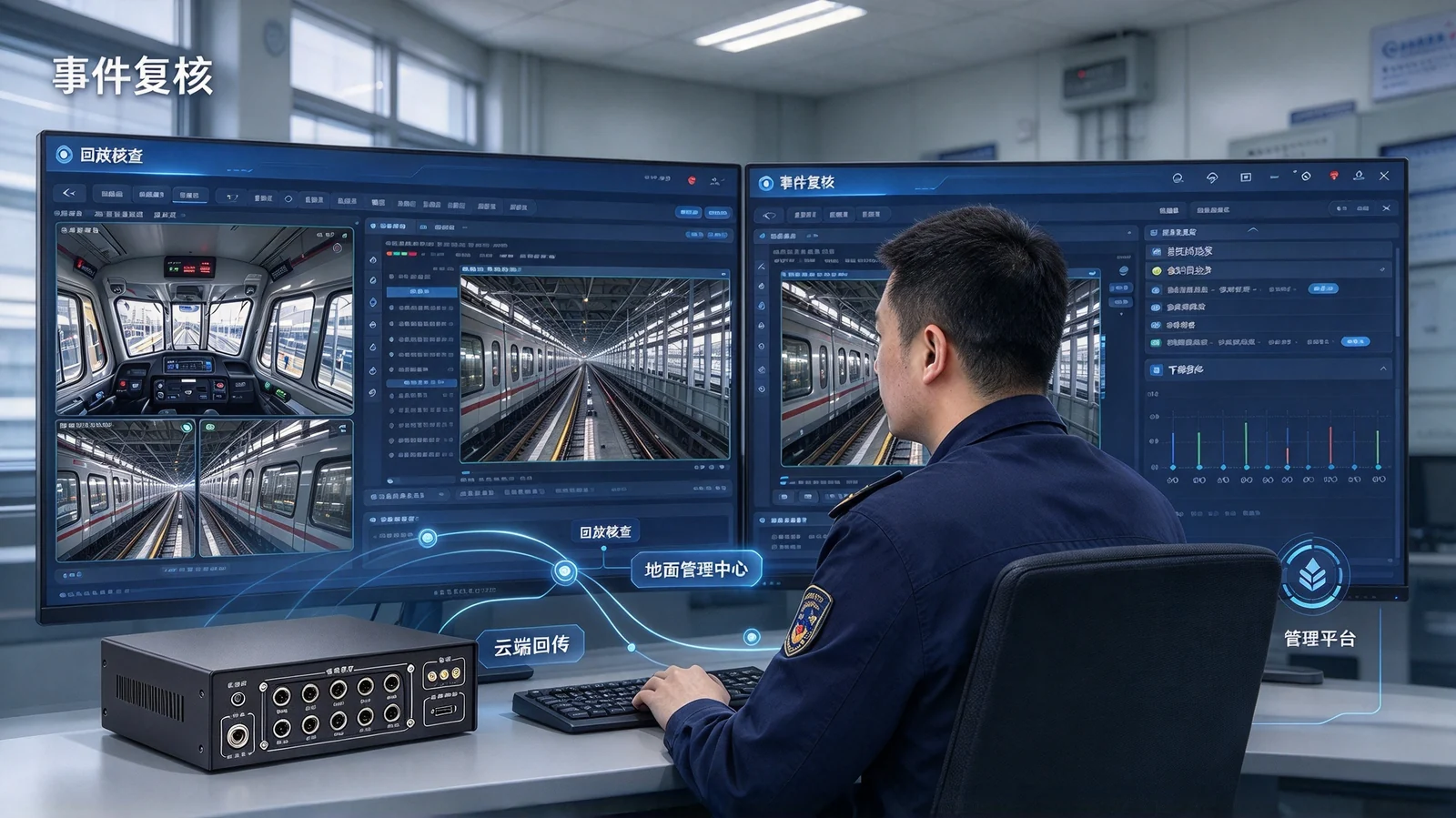 管理人员通过车载NVR事件标签检索并回放司机室关键视频